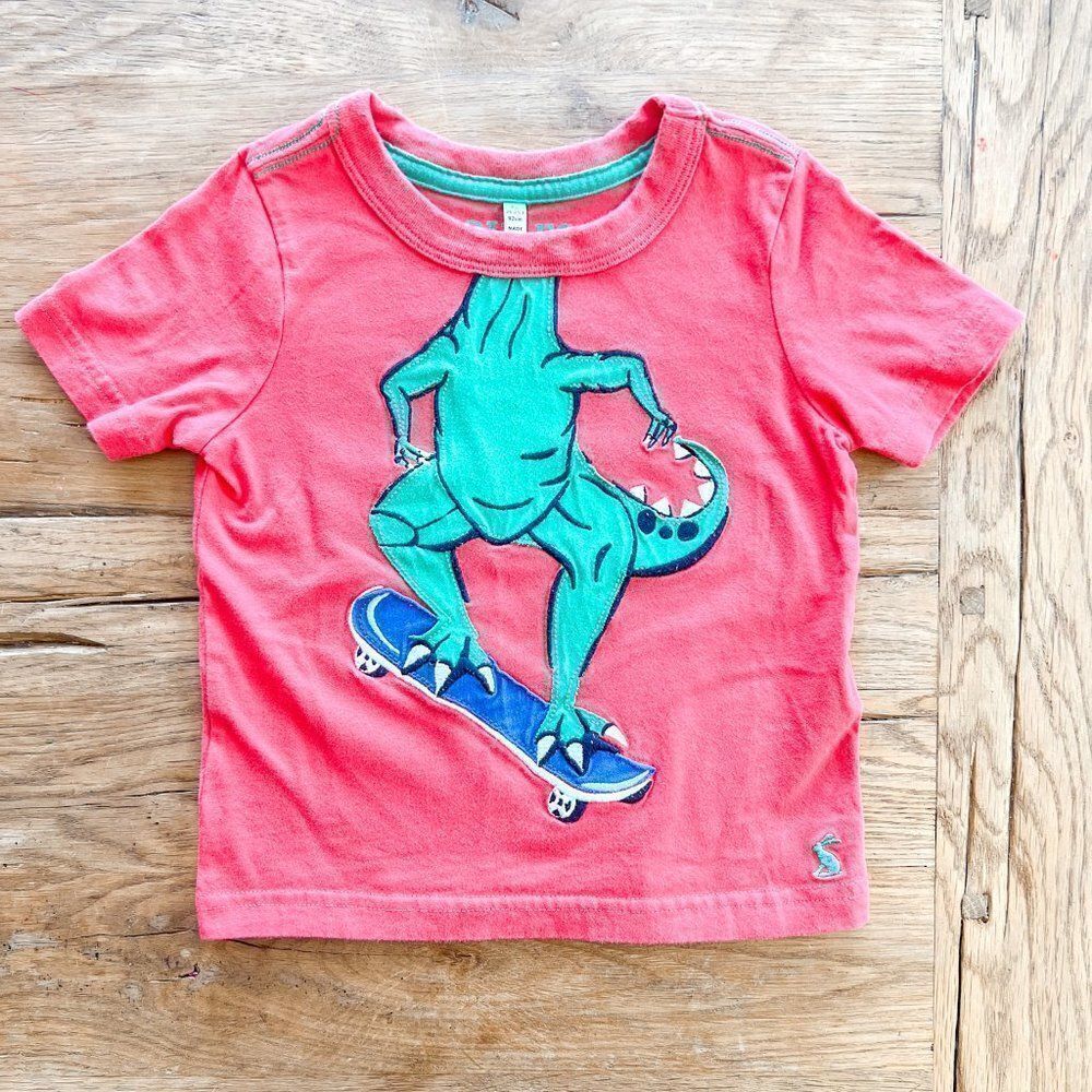 Joules Skateboard Dinosaur Appliqué Shirt, Size 2
